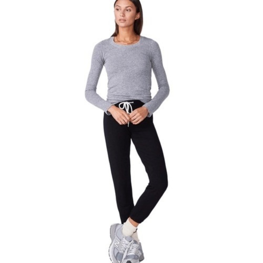 Monrow Womens Sz Large Charcoal Tri-Blend Fitted Long Sleeve Lightweight USA - Picture 6 of 10